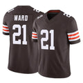 harde C.Browns #21 Denzel Ward Player Brown Vapor F.U.S.E. Limited Home Game Stitched Jerseys