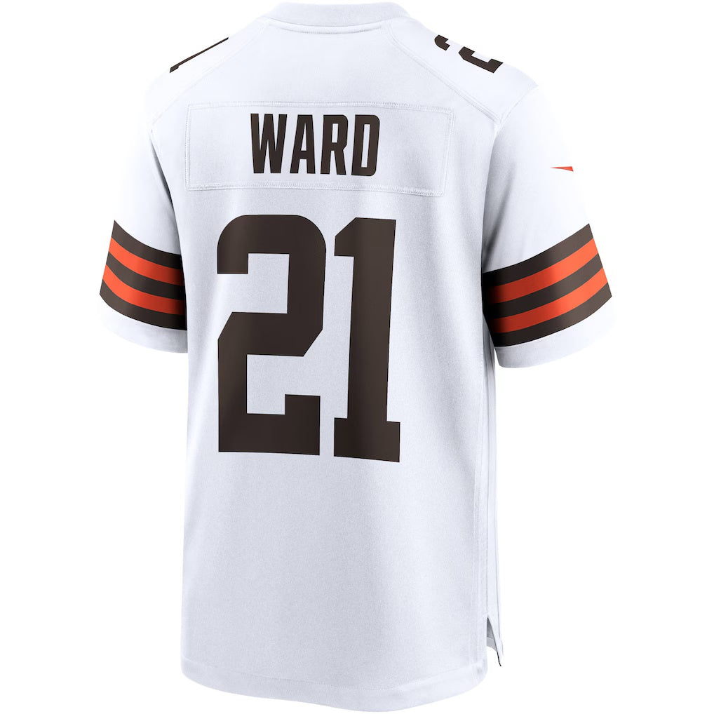harde C.Browns #21 Denzel Ward White Game Stitched Jerseys