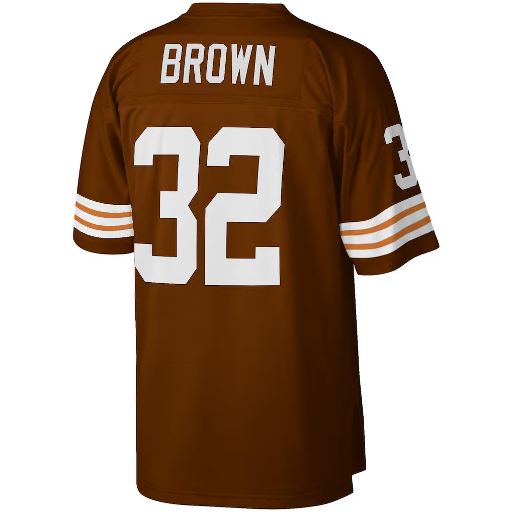 harde C.Browns #32 Jim Brown Mitchell & Ness Brown Big & Tall Retired Player Replica Stitched Jerseys