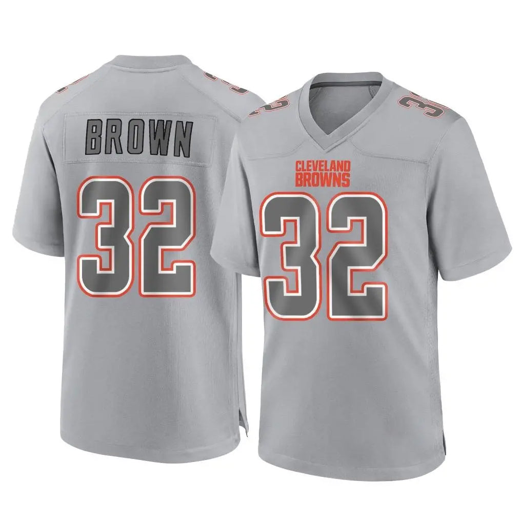 harde C.Browns #32 Jim Brown Player Gray Atmosphere Fashion Game Stitched Jerseys