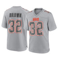 harde C.Browns #32 Jim Brown Player Gray Atmosphere Fashion Game Stitched Jerseys