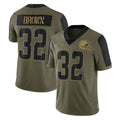 harde C.Browns #32 Jim Brown Player Olive Salute to Service Limited Home Game Stitched Jerseys
