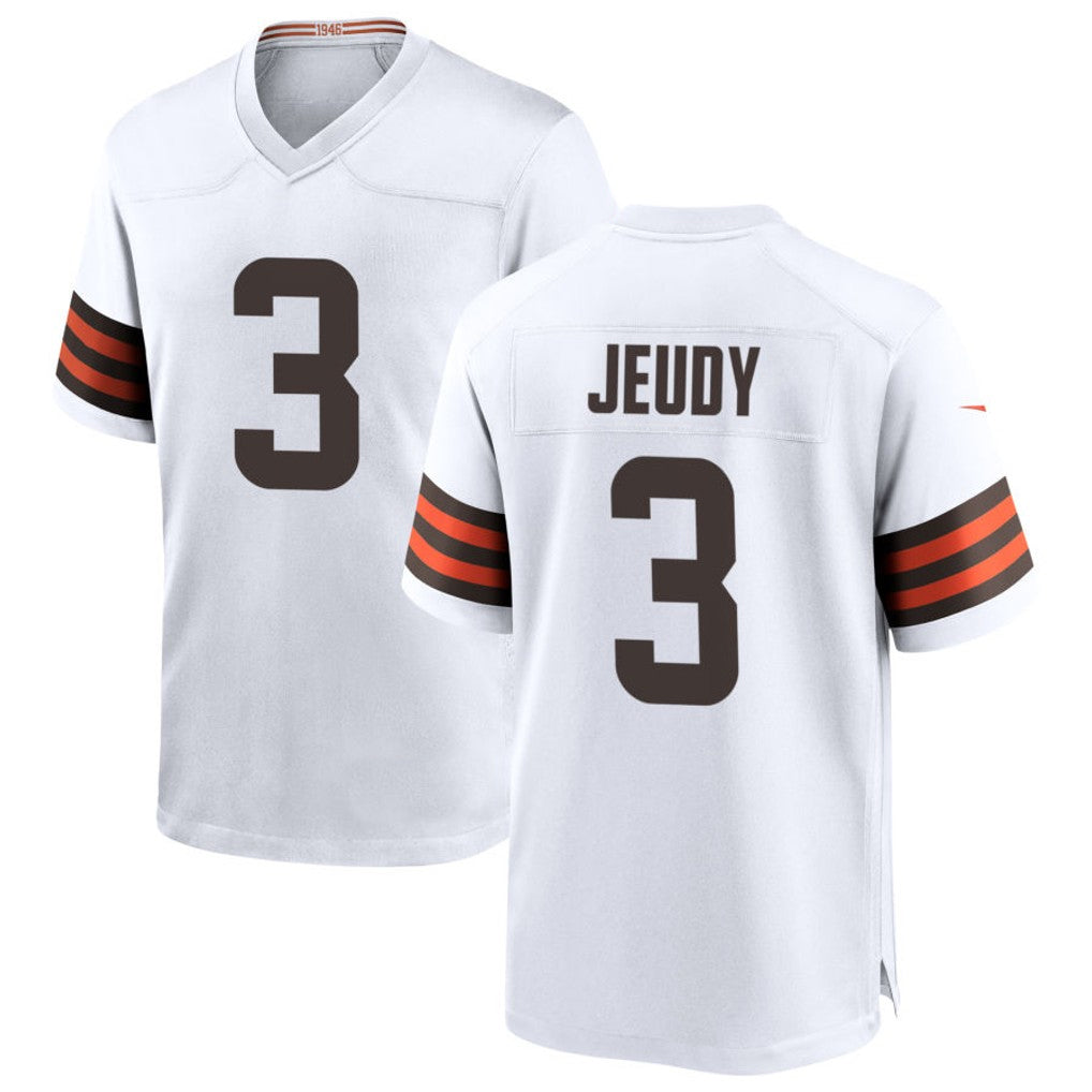 hardeC.Browns #3 Jerry Jeudy Player White Home Game Stitched Jerseys