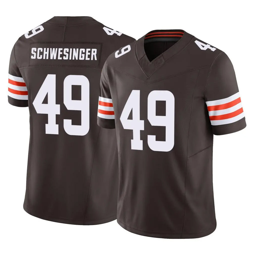 harde C.Browns #49 Carson Schwesinger Player Brown Vapor F.U.S.E. Limited Home Game Stitched Jerseys