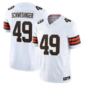 harde C.Browns #49 Carson Schwesinger Player White Vapor F.U.S.E. Limited Home Game Stitched Jerseys