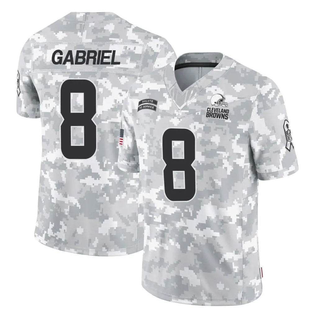 harde C.Browns #8 Dillon Gabriel Player Arctic Camo Salute to Service Limited Home Game Stitched Jerseys