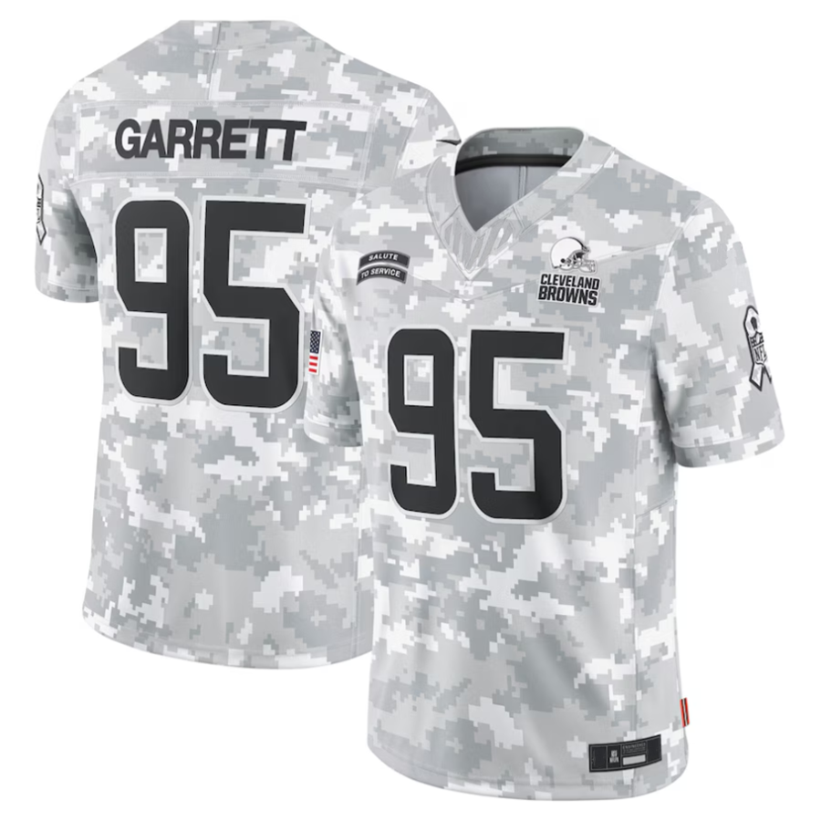 hardeC.Browns #95 Myles Garrett Player Arctic Camo Salute to Service Limited Stitched Jerseys