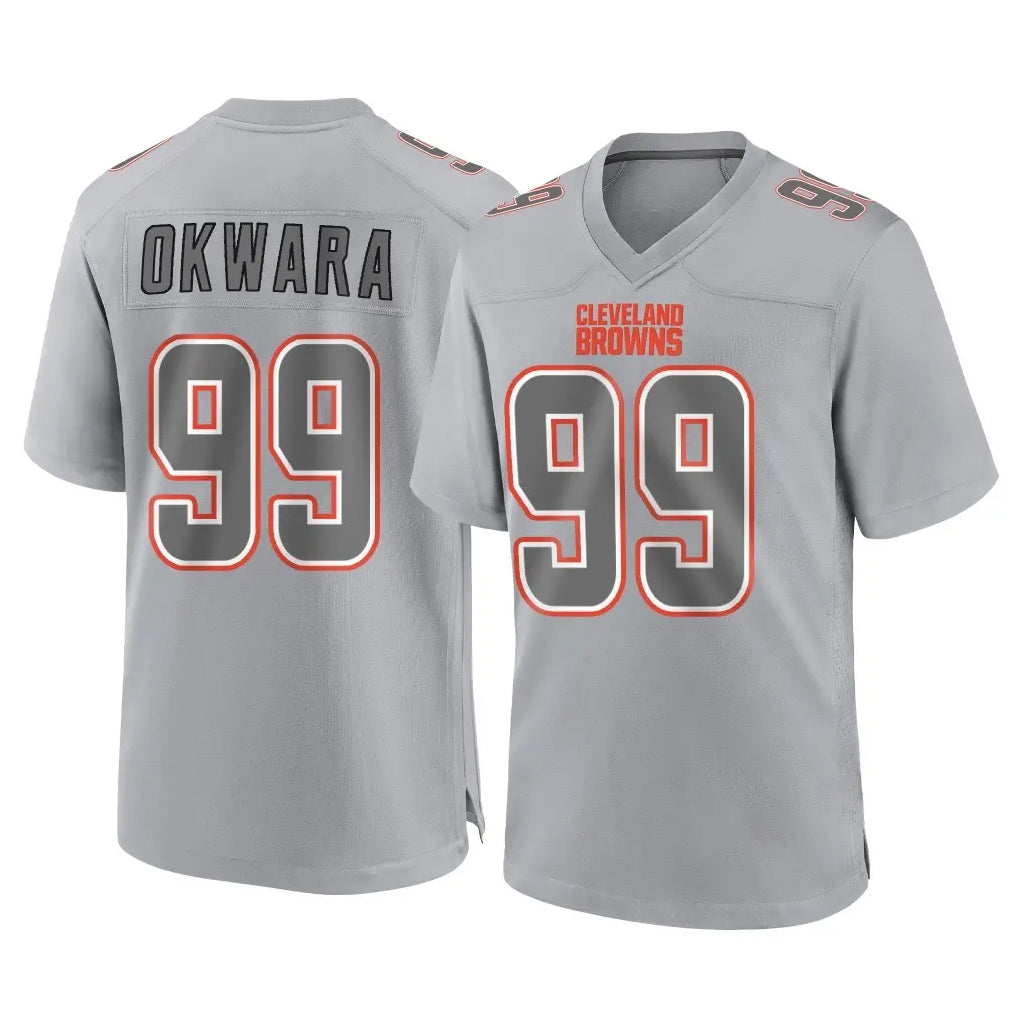harde C.Browns #99 Julian Okwara Player Gray Atmosphere Fashion Game Stitched Jerseys