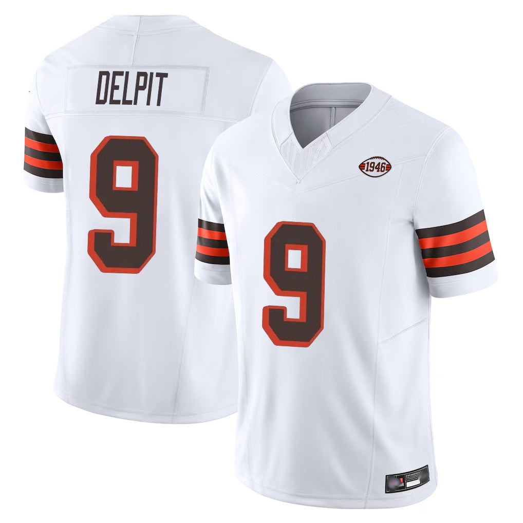 harde C.Browns #9 Grant Delpit Player White Limited Vapor F.U.S.E. Alternate Game Stitched Jerseys