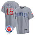 harde C.Cubs #15 Carson Kelly Player Gray 150th Anniversary Home Game Stitched Jerseys