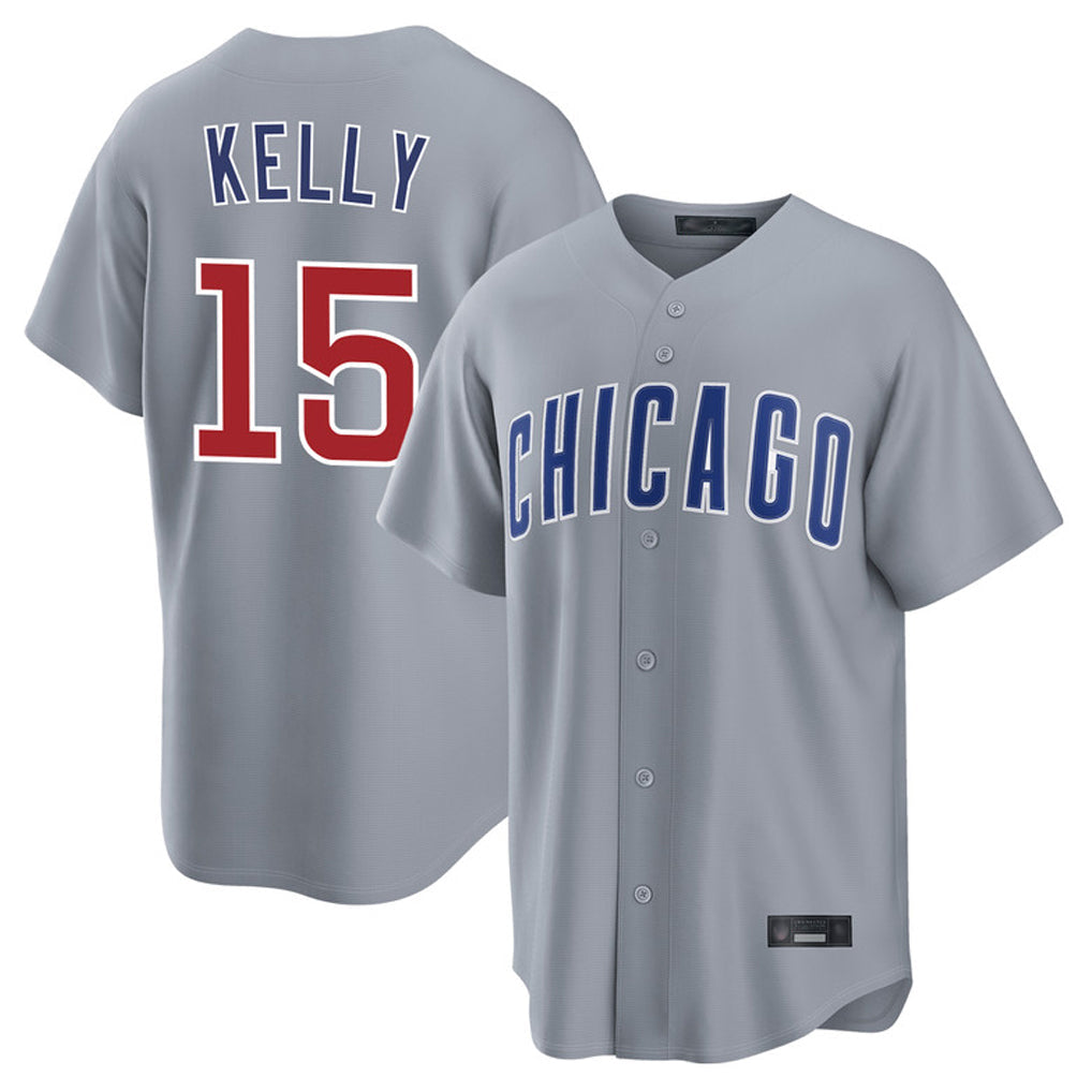 harde C.Cubs #15 Carson Kelly Player Gray Home Game Stitched Jerseys