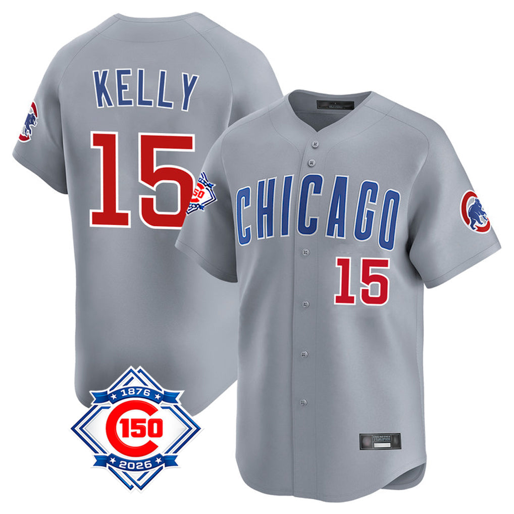 harde C.Cubs #15 Carson Kelly Player Gray Road 150th Anniversary Limited Home Stitched Jerseys