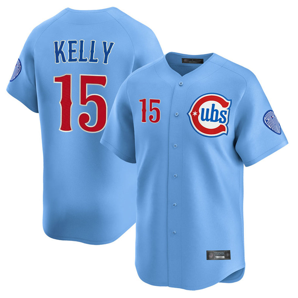 harde C.Cubs #15 Carson Kelly Player Light Blue Limited Home Stitched Jerseys