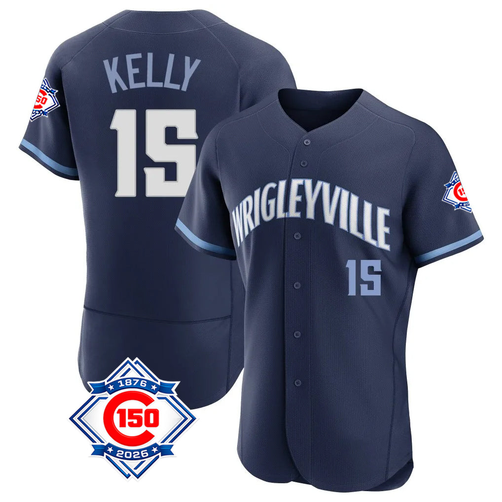 harde C.Cubs #15 Carson Kelly Player Navy City Connect 150th Anniversary Limited Elite Home Stitched Jerseys