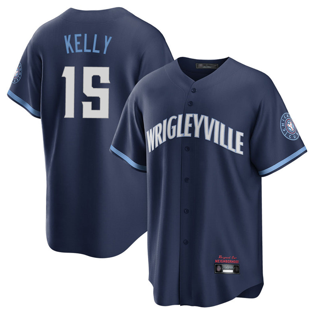 harde C.Cubs #15 Carson Kelly Player Navy City Connect Home Game Stitched Jerseys