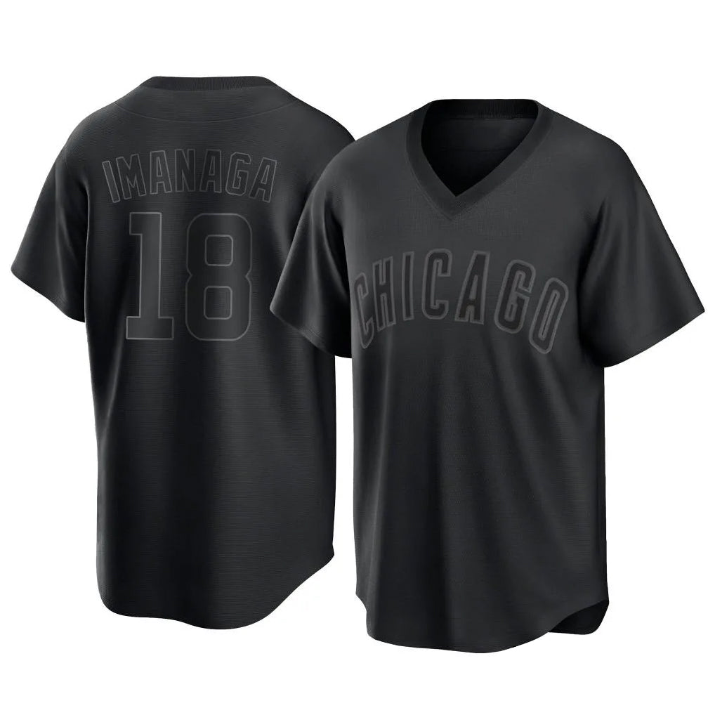 harde C.Cubs #18 Shota Imanaga Player Black T-shirt Home Game Stitched Jerseys