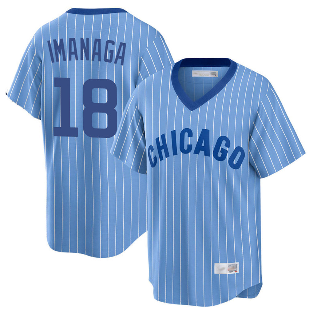 harde C.Cubs #18 Shota Imanaga Player Blue T-shirt Cooperstown Collection Limited Stitched Jerseys