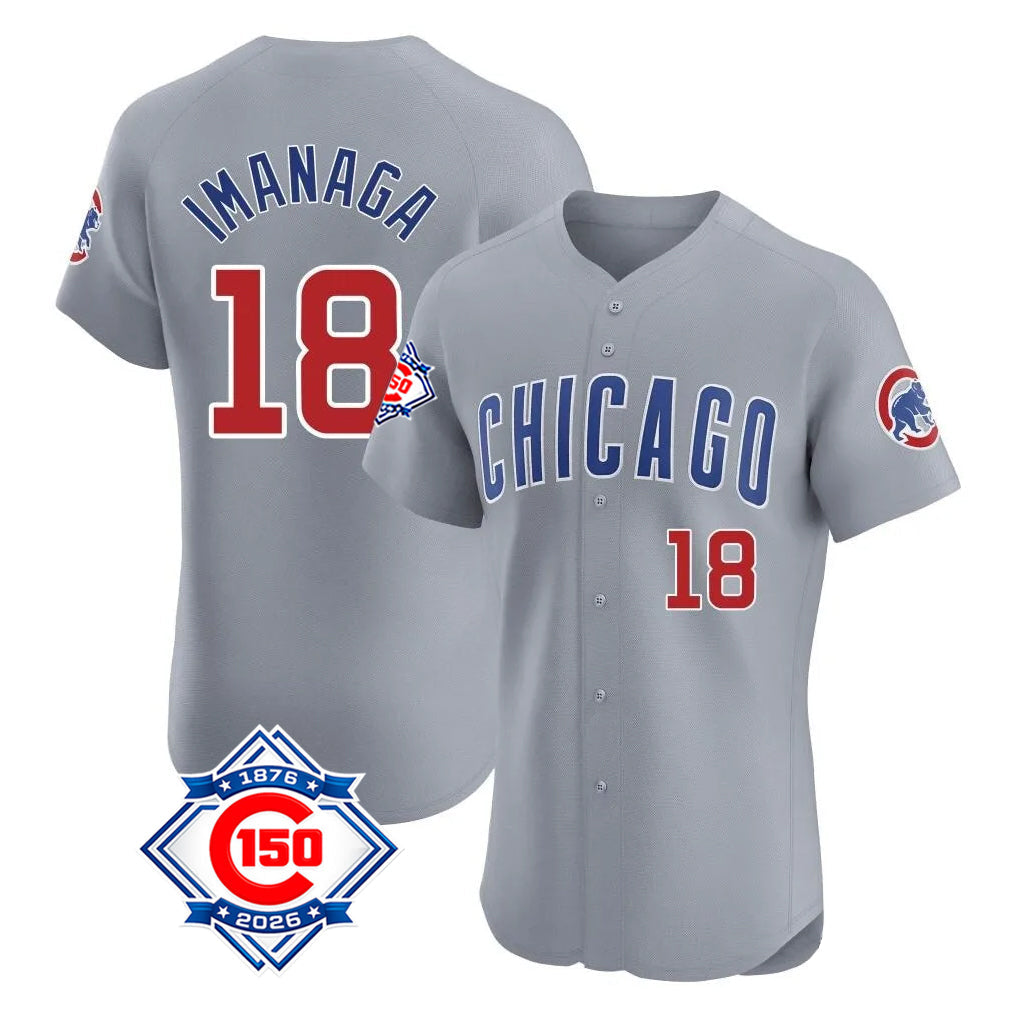 harde C.Cubs #18 Shota Imanaga Player Gray Road 150th Anniversary Limited Elite Home Stitched Jerseys