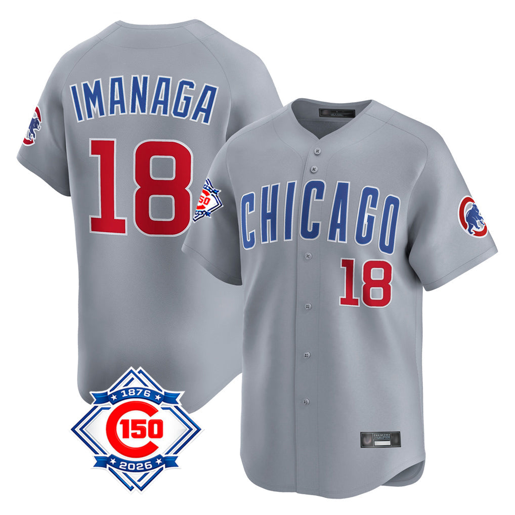 harde C.Cubs #18 Shota Imanaga Player Gray Road 150th Anniversary Limited Home Stitched Jerseys