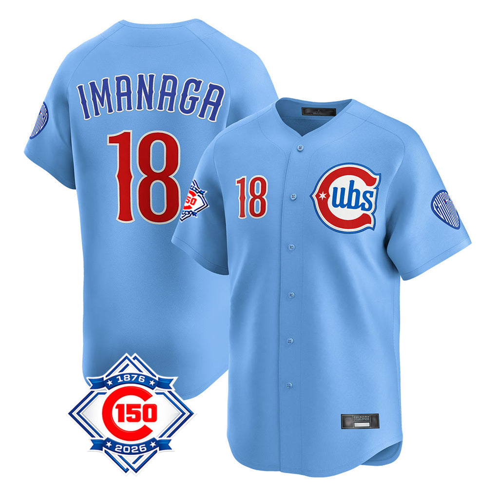 harde C.Cubs #18 Shota Imanaga Player Light Blue 150th Anniversary Limited Home Stitched Jerseys
