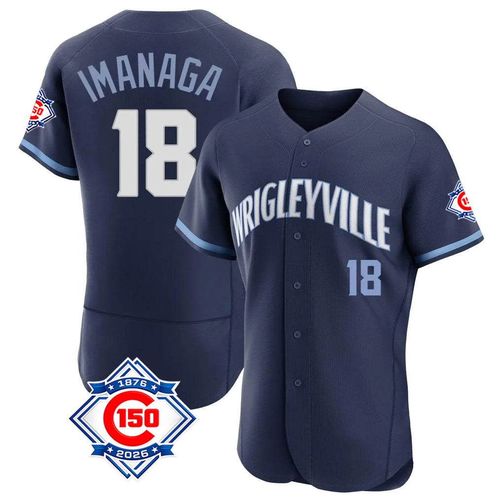 harde C.Cubs #18 Shota Imanaga Player Navy City Connect 150th Anniversary Limited Elite Home Stitched Jerseys