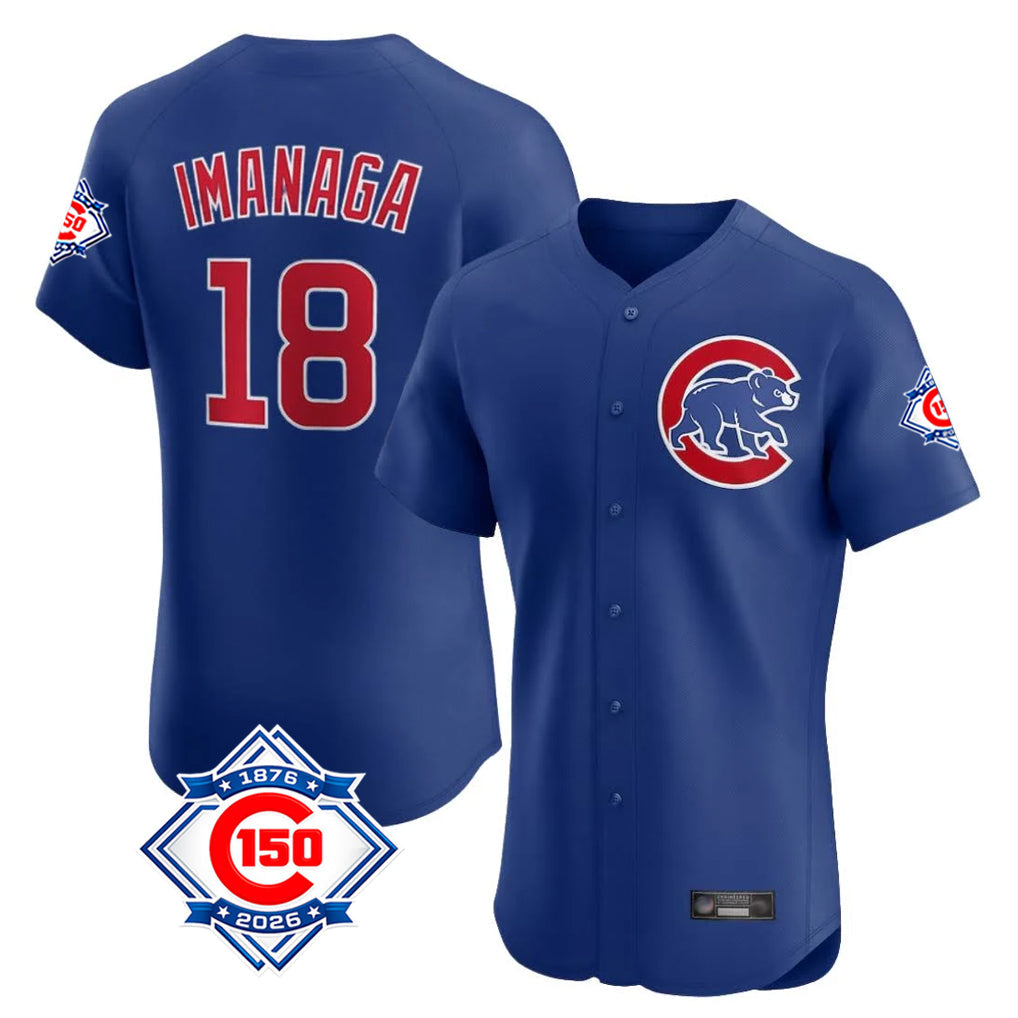 harde C.Cubs #18 Shota Imanaga Player Royal 150th Anniversary Limited Elite Home Stitched Jerseys