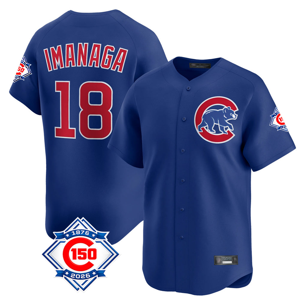 harde C.Cubs #18 Shota Imanaga Player Royal 150th Anniversary Limited Home Stitched Jerseys