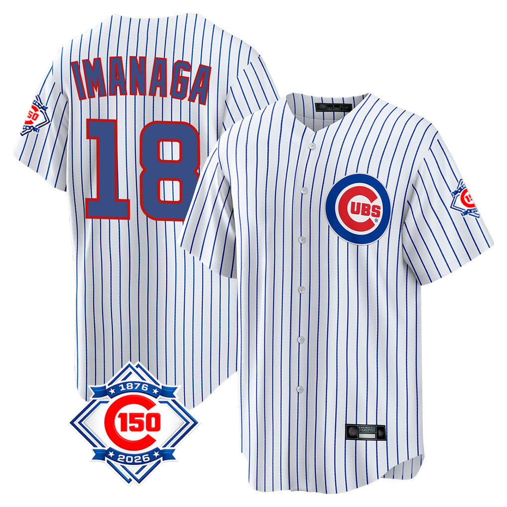 harde C.Cubs #18 Shota Imanaga Player White 150th Anniversary Home Game Stitched Jerseys