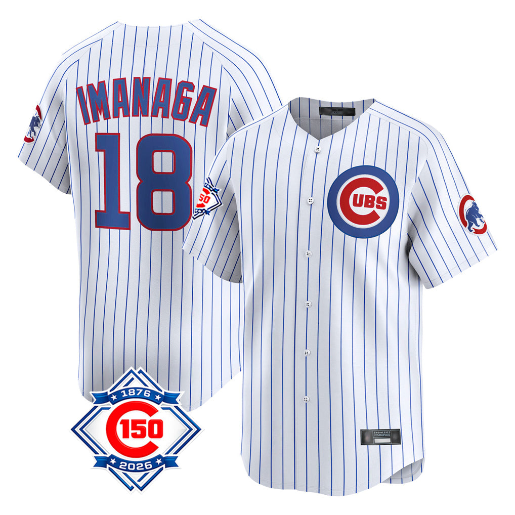 harde C.Cubs #18 Shota Imanaga Player White 150th Anniversary Limited Home Game Stitched Jerseys