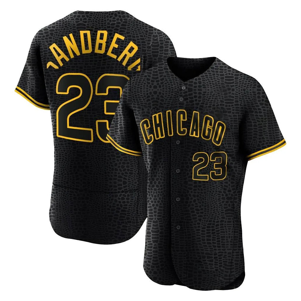 harde C.Cubs #23 Ryne Sandberg Player Black Snake Skin City Limited Elite Home Game Stitched Jerseys