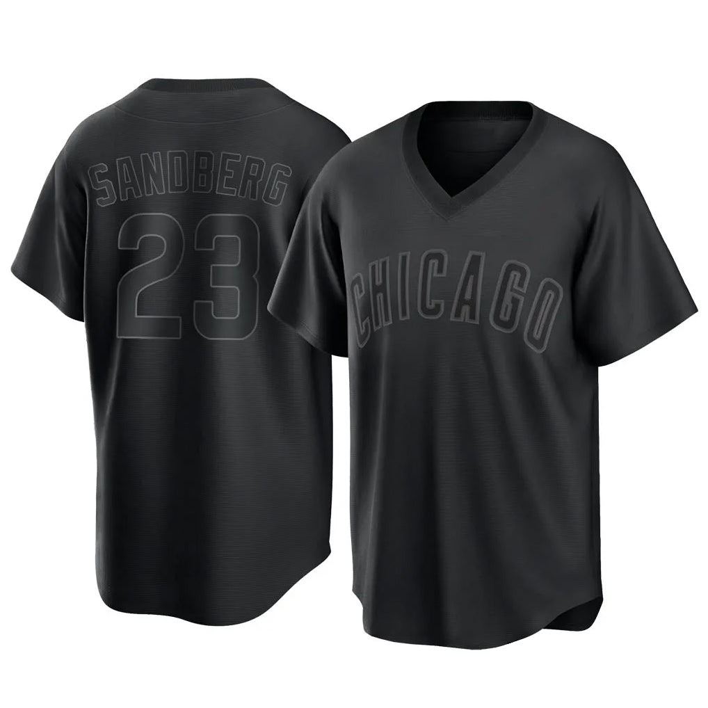 harde C.Cubs #23 Ryne Sandberg Player Black T-shirt Home Game Stitched Jerseys