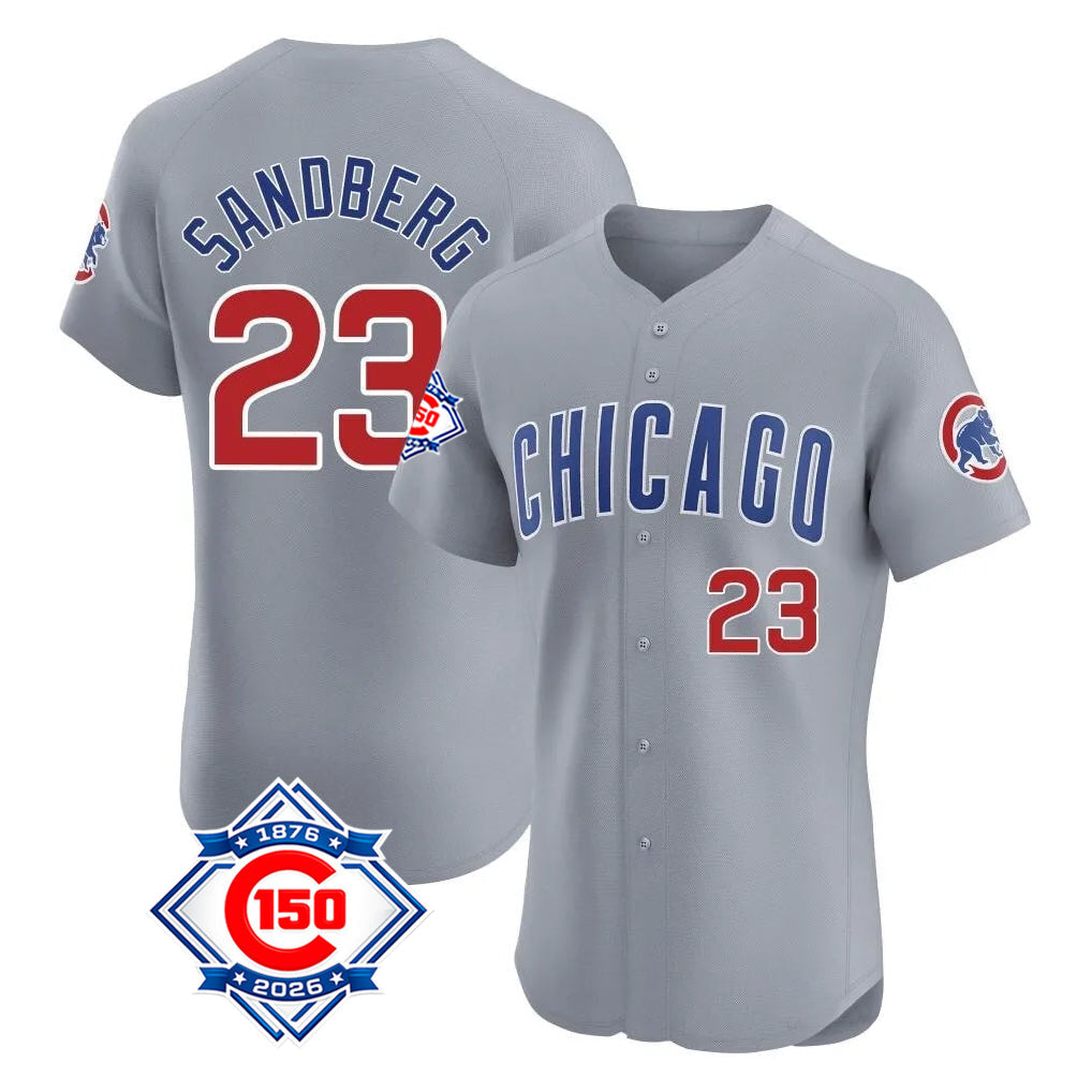 harde C.Cubs #23 Ryne Sandberg Player Gray Road 150th Anniversary Limited Elite Home Stitched Jerseys