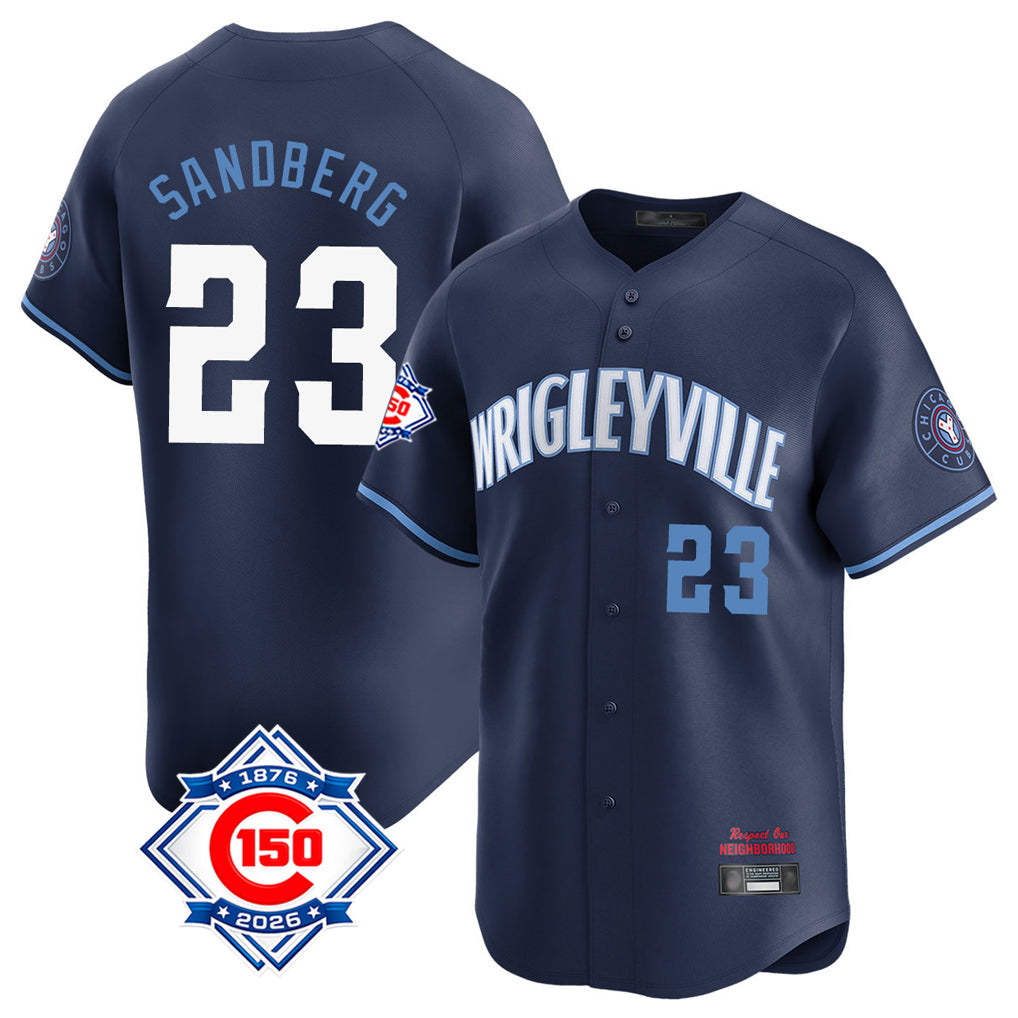 harde C.Cubs #23 Ryne Sandberg Player Navy City Connect 150th Anniversary Limited Home Stitched Jerseys