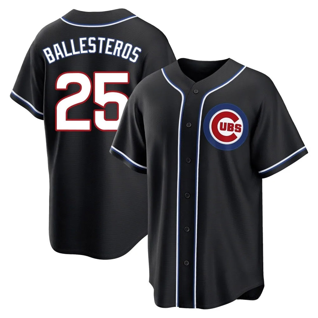 harde C.Cubs #25 Mois¡§|s Ballesteros Player Black Fashion Out Game Stitched Jerseys