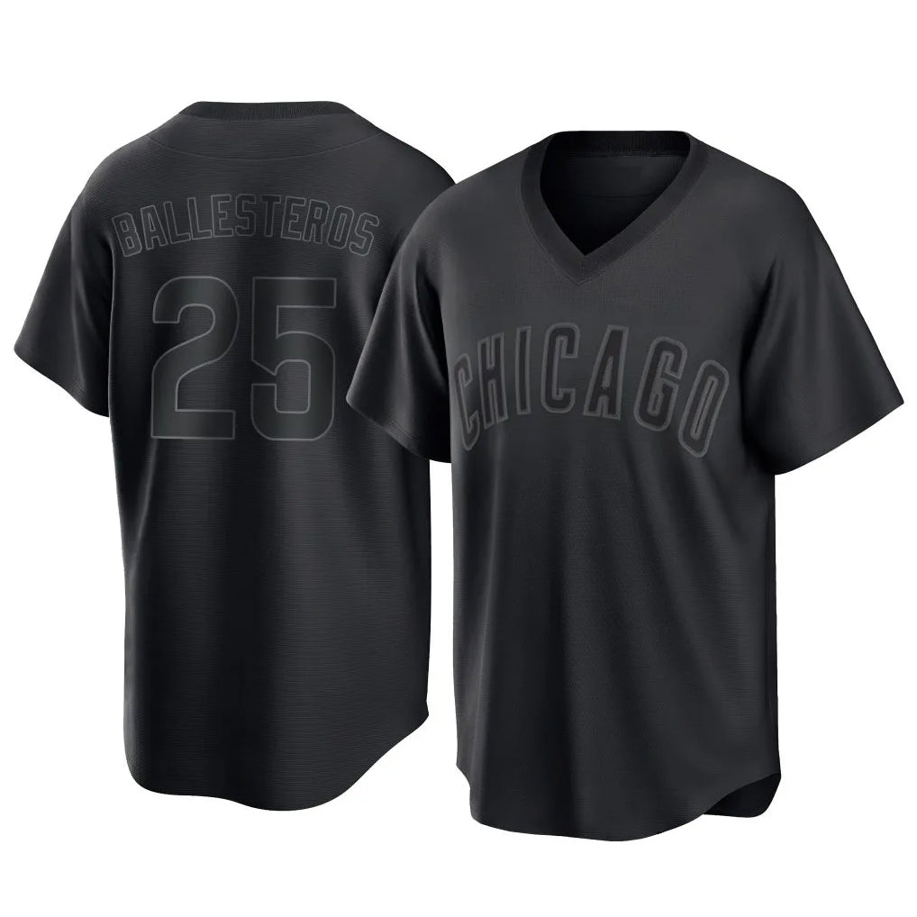 harde C.Cubs #25 Mois¡§|s Ballesteros Player Black T-shirt Home Game Stitched Jerseys