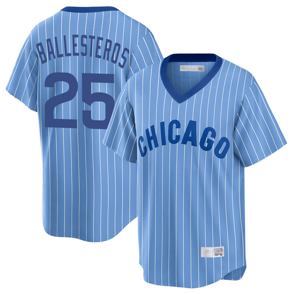 harde C.Cubs #25 Mois¡§|s Ballesteros Player Blue T-shirt Cooperstown Collection Limited Stitched Jerseys