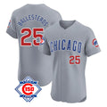 harde C.Cubs #25 Mois¡§|s Ballesteros Player Gray Road 150th Anniversary Limited Elite Home Stitched Jerseys
