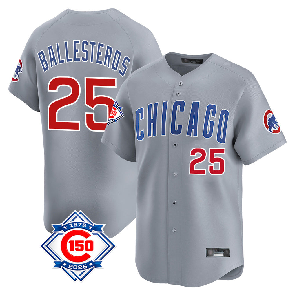 harde C.Cubs #25 Mois¡§|s Ballesteros Player Gray Road Limited Elite Home Stitched Jerseys