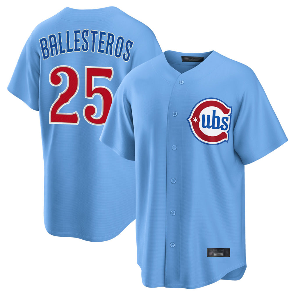 harde C.Cubs #25 Mois¡§|s Ballesteros Player Light Blue Home Game Stitched Jerseys
