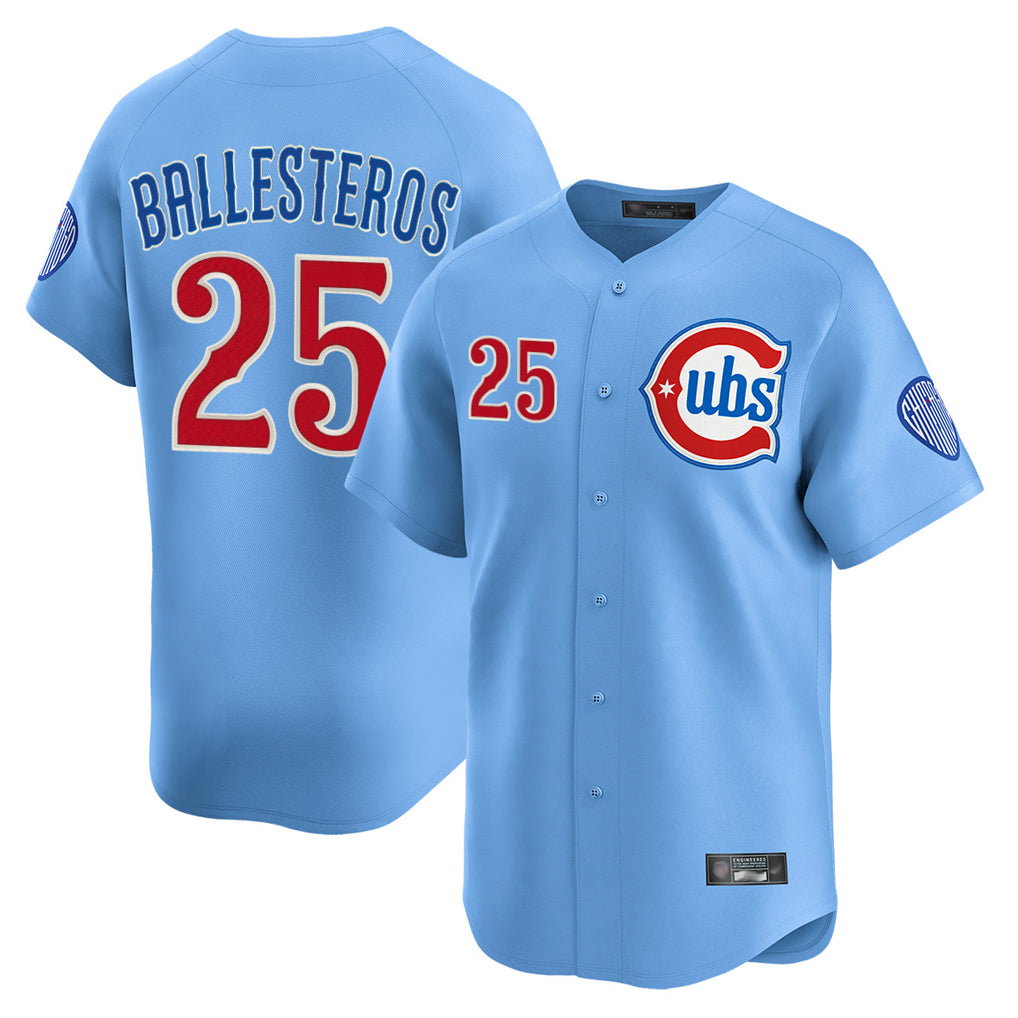 harde C.Cubs #25 Mois¡§|s Ballesteros Player Light Blue Limited Home Stitched Jerseys