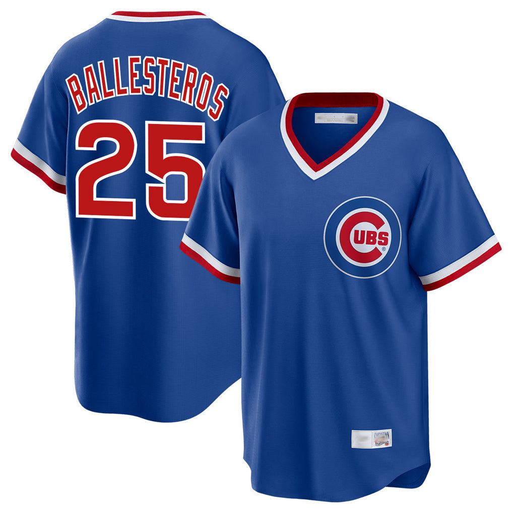 harde C.Cubs #25 Mois¡§|s Ballesteros Player Royal T-shirt Cooperstown Collection Limited Stitched Jerseys
