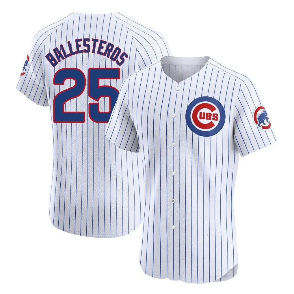 harde C.Cubs #25 Mois¡§|s Ballesteros Player White Limited Elite Home Game Stitched Jerseys