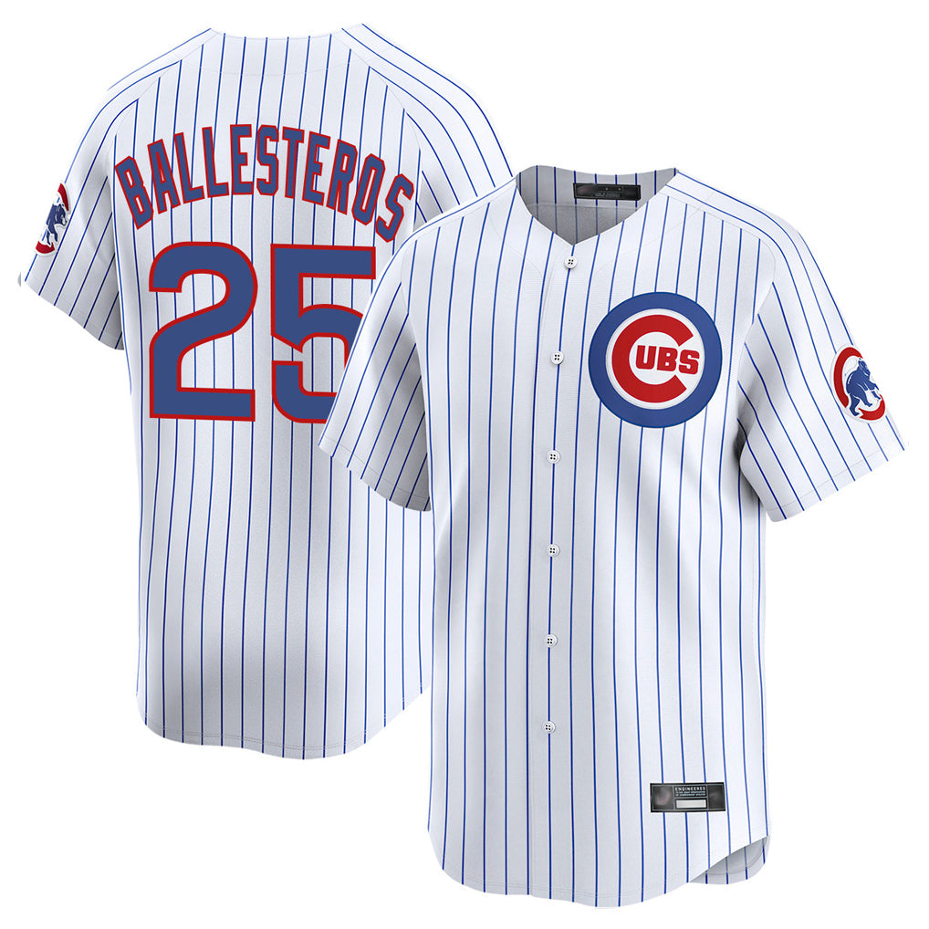 harde C.Cubs #25 Mois¡§|s Ballesteros Player White Limited Home Game Stitched Jerseys
