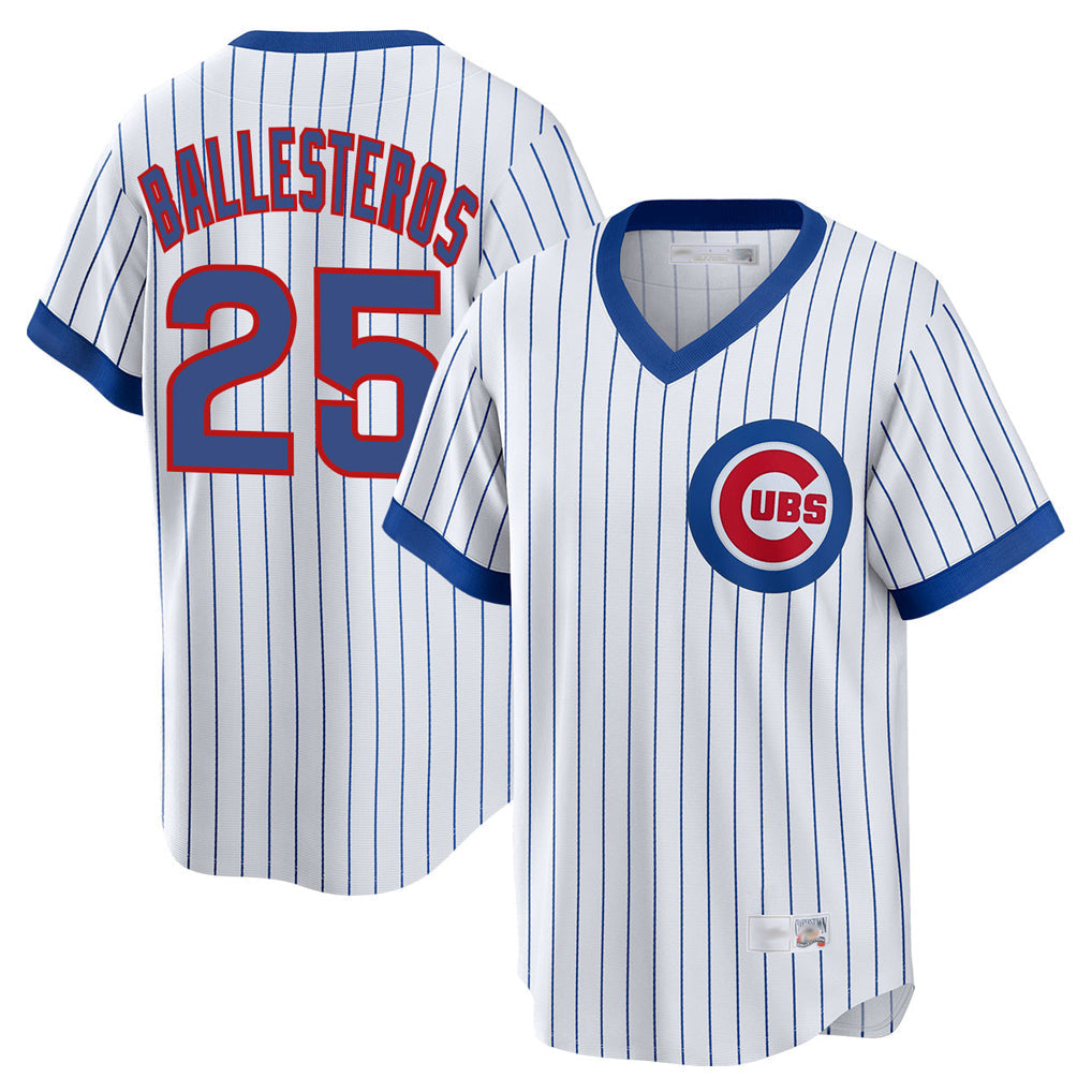 harde C.Cubs #25 Mois¡§|s Ballesteros Player White T-shirt Cooperstown Collection Limited Stitched Jerseys