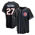 harde C.Cubs #27 Seiya Suzuki Player Black Fashion Out Game Stitched Jerseys