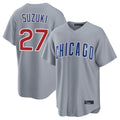 harde C.Cubs #27 Seiya Suzuki Player Gray Home Game Stitched Jerseys