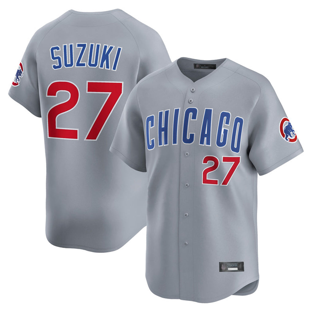 harde C.Cubs #27 Seiya Suzuki Player Gray Road Limited Home Stitched Jerseys