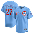 harde C.Cubs #27 Seiya Suzuki Player Light Blue Limited Home Stitched Jerseys