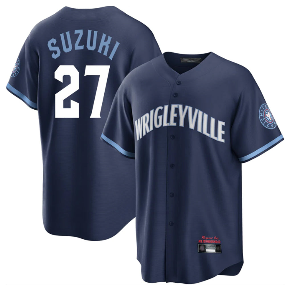 harde C.Cubs #27 Seiya Suzuki Player Navy City Connect Home Game Stitched Jerseys