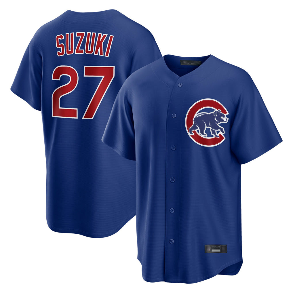 harde C.Cubs #27 Seiya Suzuki Player Royal Home Game Stitched Jerseys